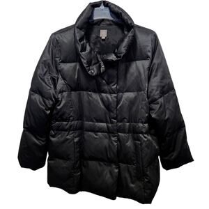 J. Jill Puffer Black 75% Down Fill Snap Short Pocketed Coat (No Hood) Women XL